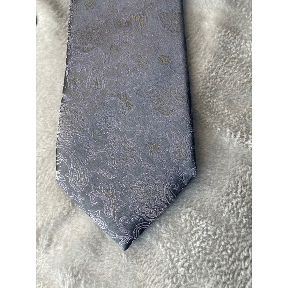 Canali 1934 Silk Necktie Blue Gray Paisley Pattern Formal Business - Picture 2 of 9